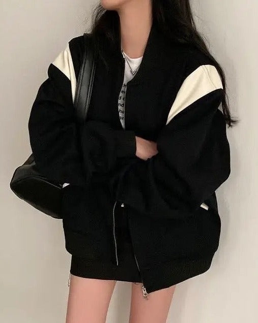 Oversized Striped Bomber Jacket