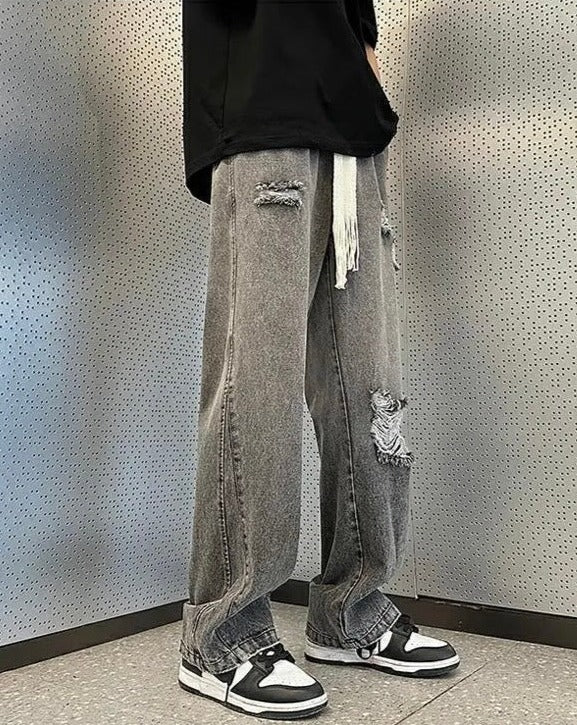 Distressed Ripped Denim Joggers