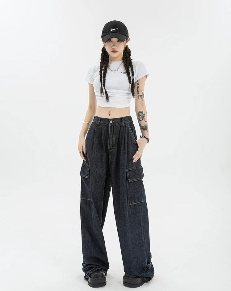 Denim Cargo Pants