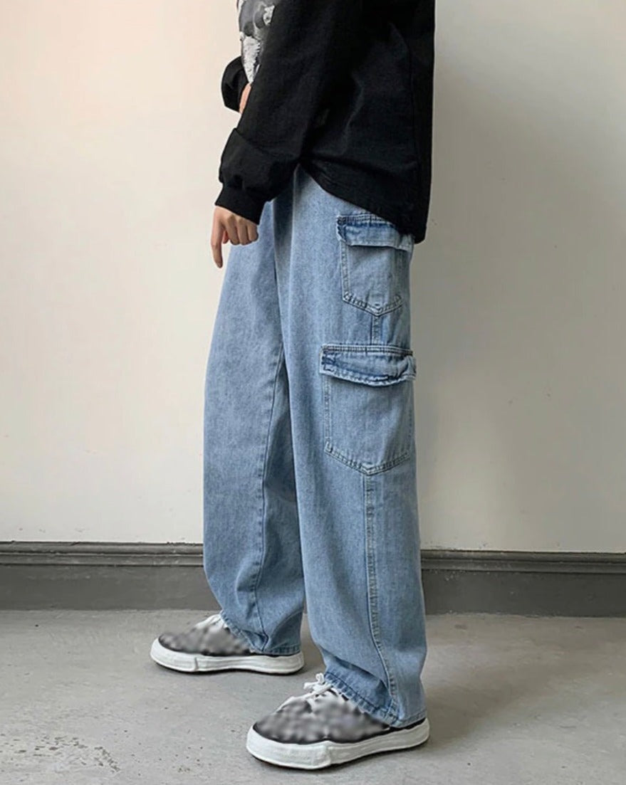 Straight Cargo Denim Jeans