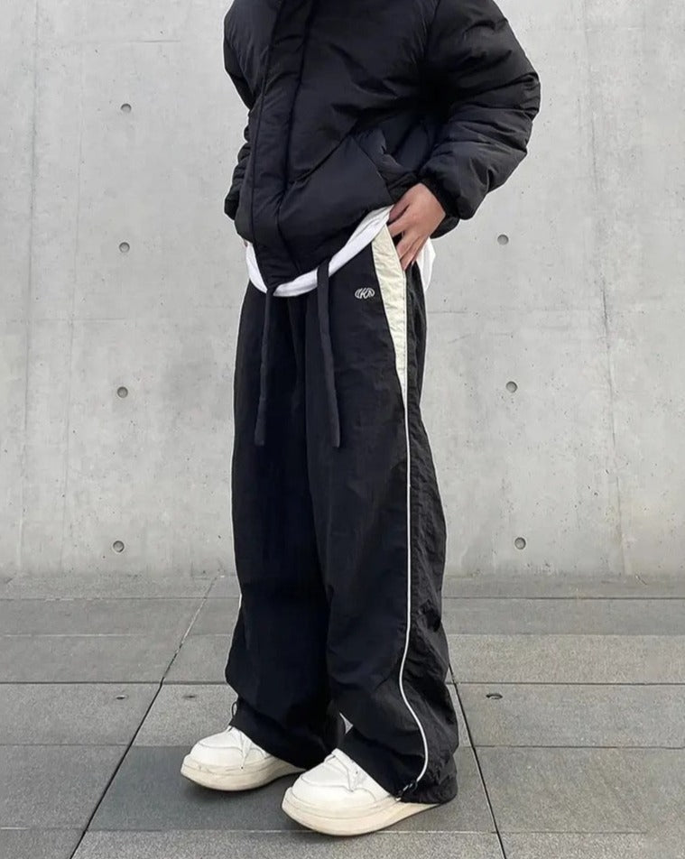 Oversized Elastic-Waisted Track Pants