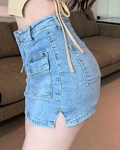 High-Waisted Denim Mini Skirt