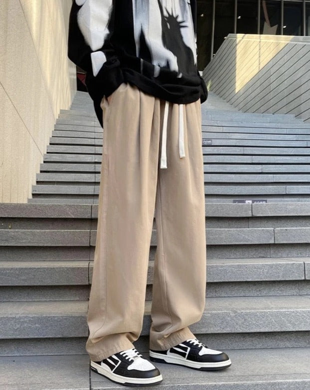 Straight Loose Trousers Casual Elastic Waist Jogger Pants