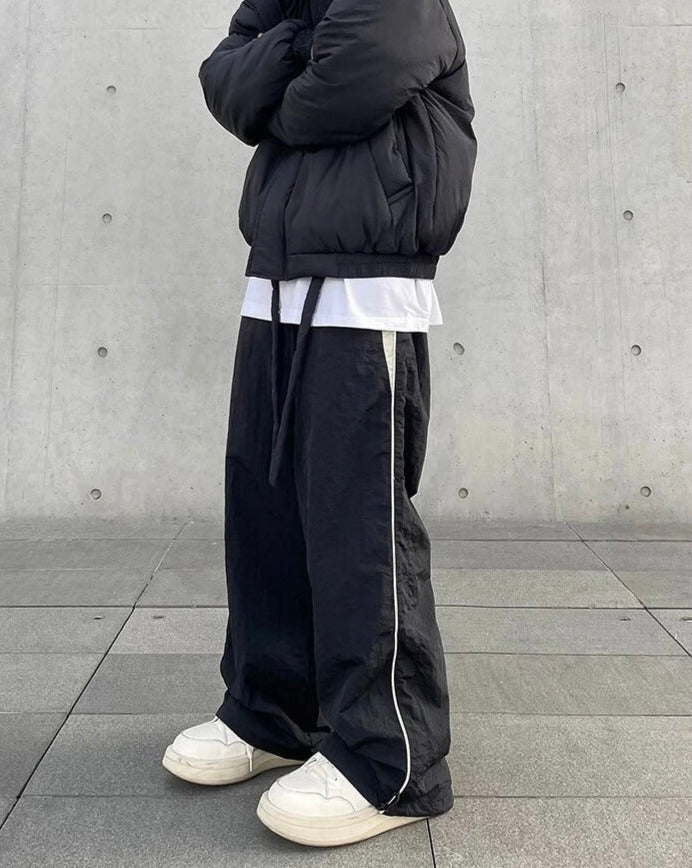 Oversized Elastic-Waisted Track Pants