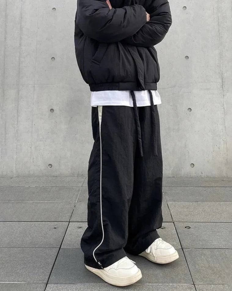 Oversized Elastic-Waisted Track Pants