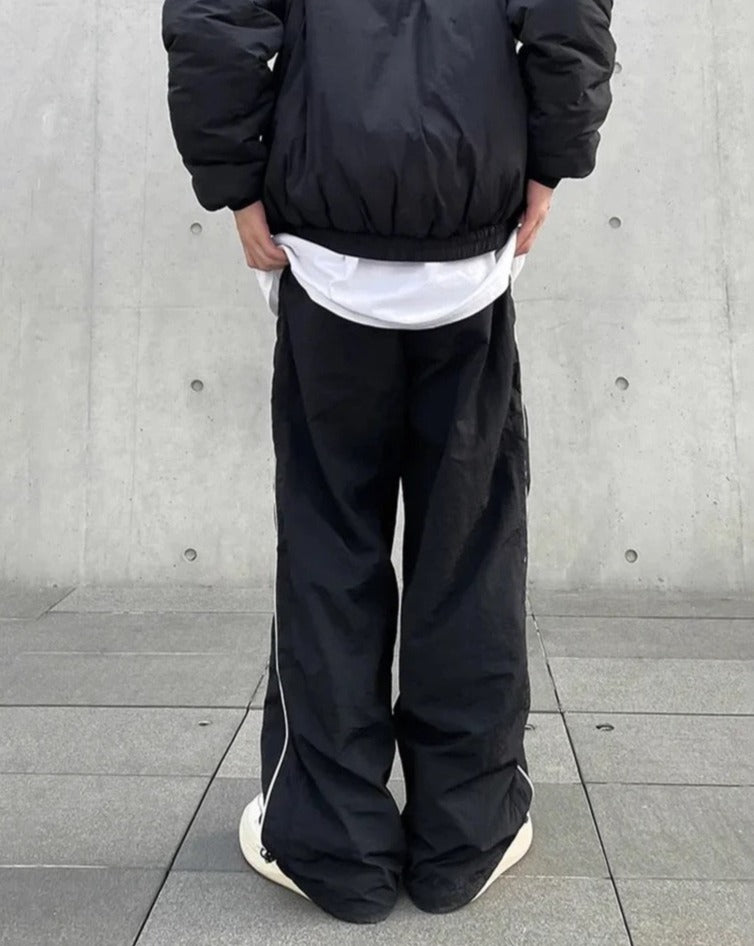 Oversized Elastic-Waisted Track Pants