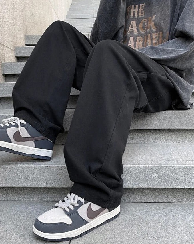 Straight Loose Trousers Casual Elastic Waist Jogger Pants