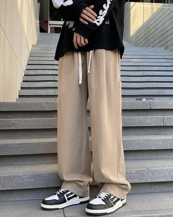 Straight Loose Trousers Casual Elastic Waist Jogger Pants