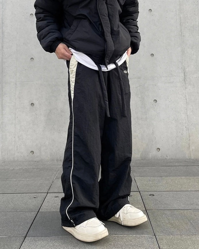 Oversized Elastic-Waisted Track Pants