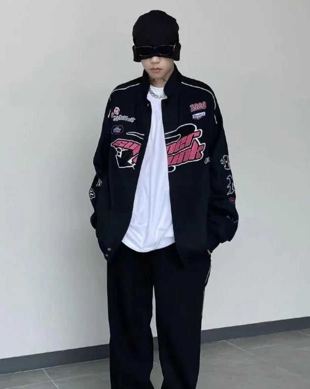 Letter Embroidered Racing Jacket