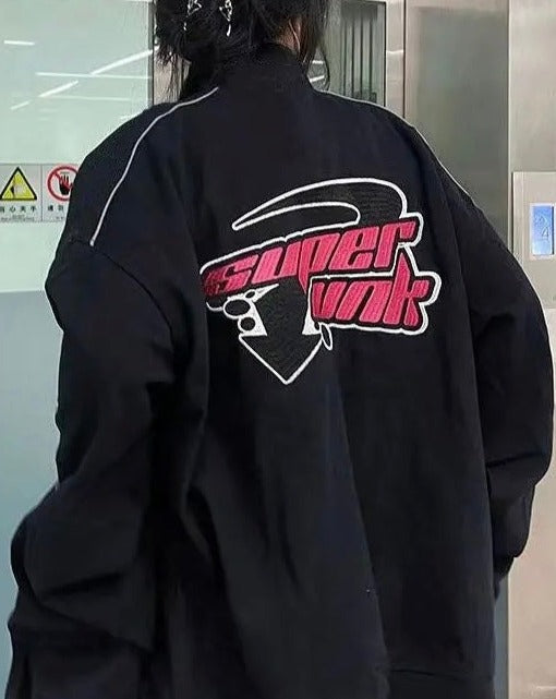 Letter Embroidered Racing Jacket