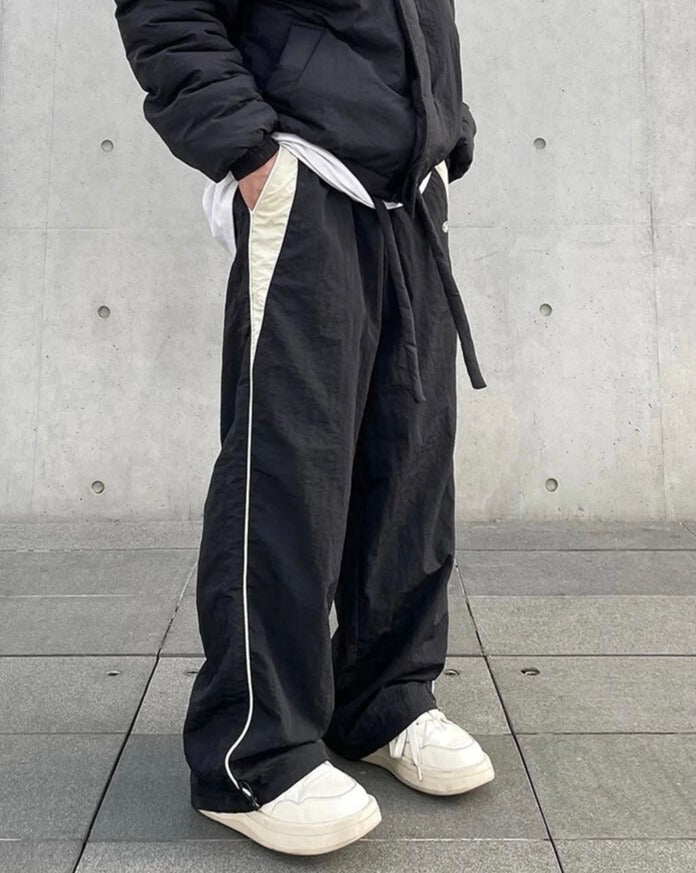 Oversized Elastic-Waisted Track Pants