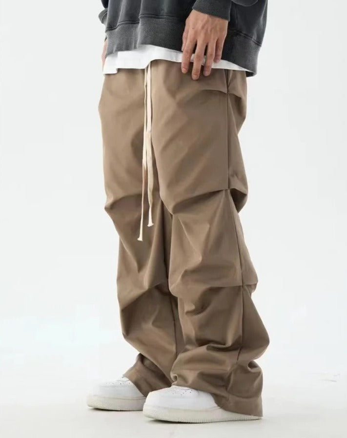 Pleated Elastic-Waisted Trousers