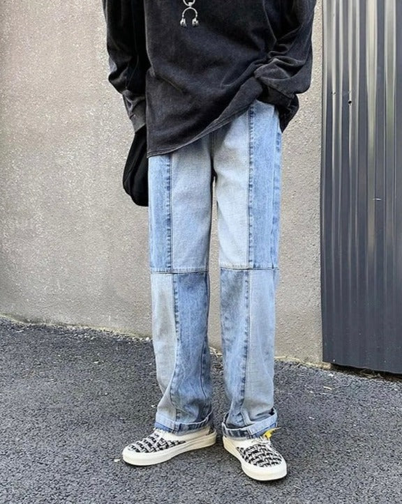 Paneled Straight Denim Jeans