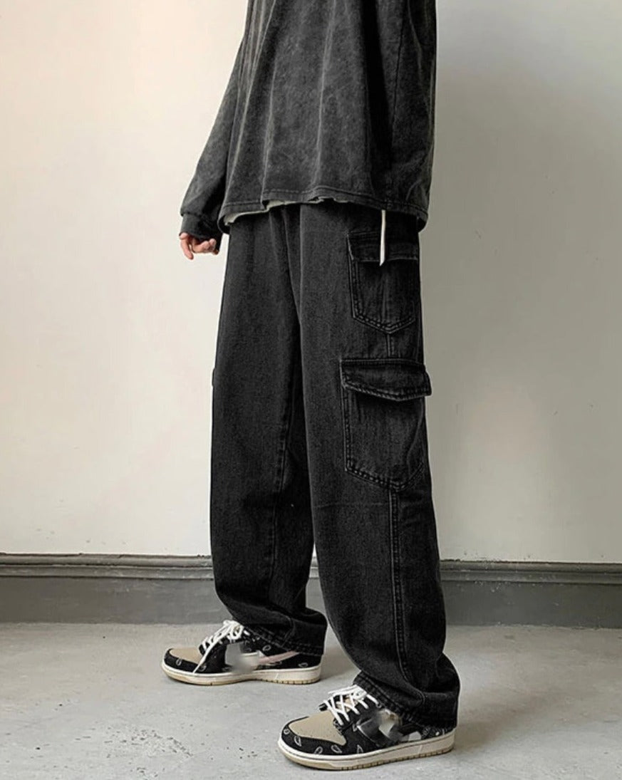 Straight Cargo Denim Jeans