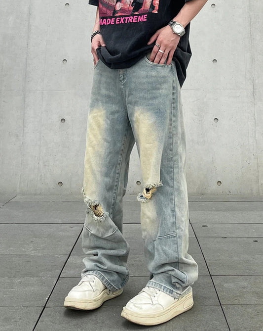 Distressed Baggy Ripped Denim Jeans