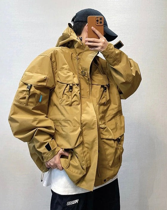 Hooded Windbreaker Utility Jacket