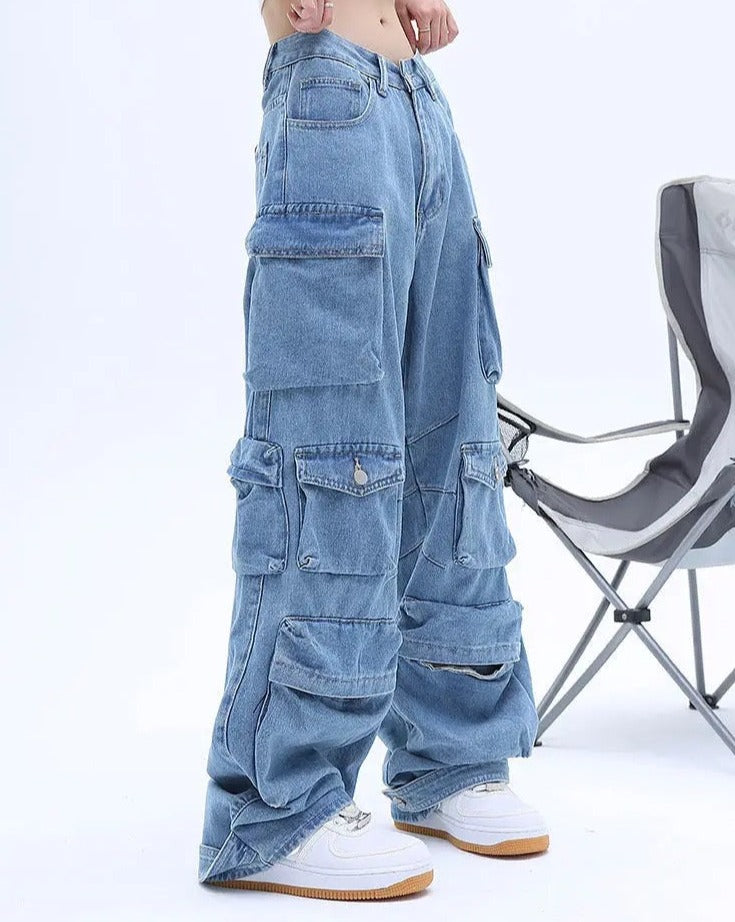 Utility Baggy Cargo Denim Pants