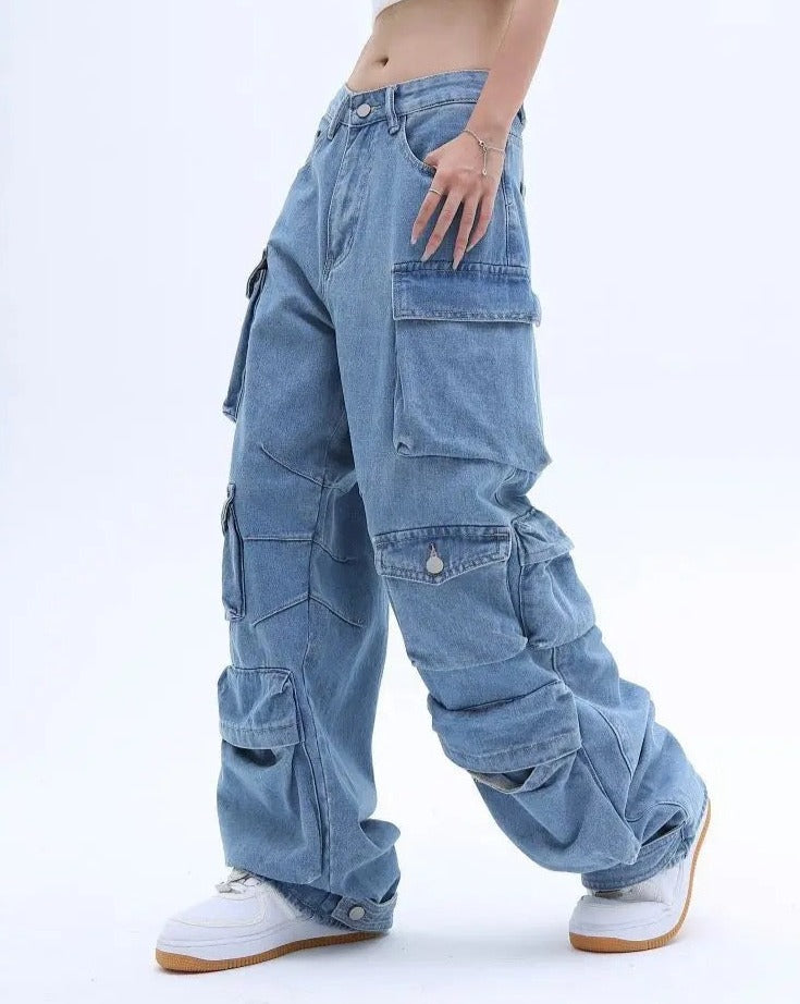 Utility Baggy Cargo Denim Pants