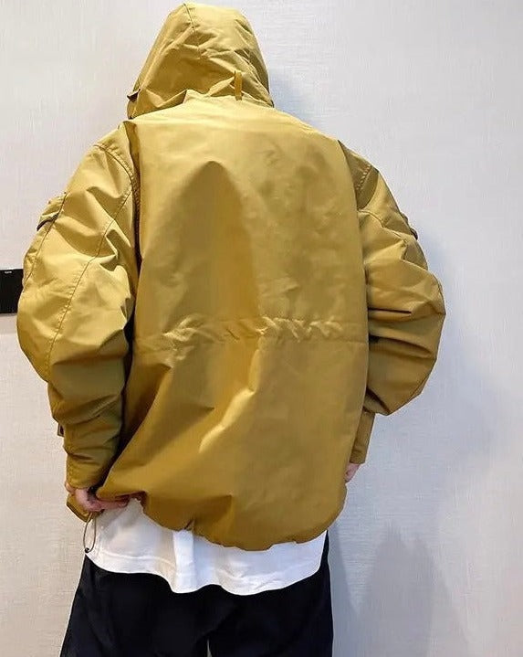 Hooded Windbreaker Utility Jacket