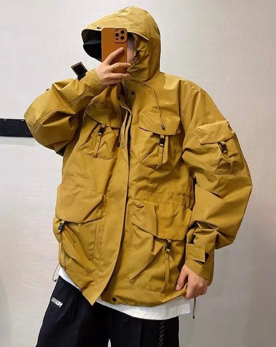 Hooded Windbreaker Utility Jacket