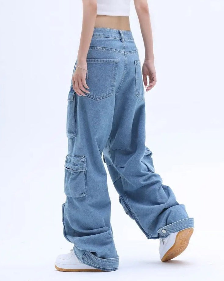 Utility Baggy Cargo Denim Pants