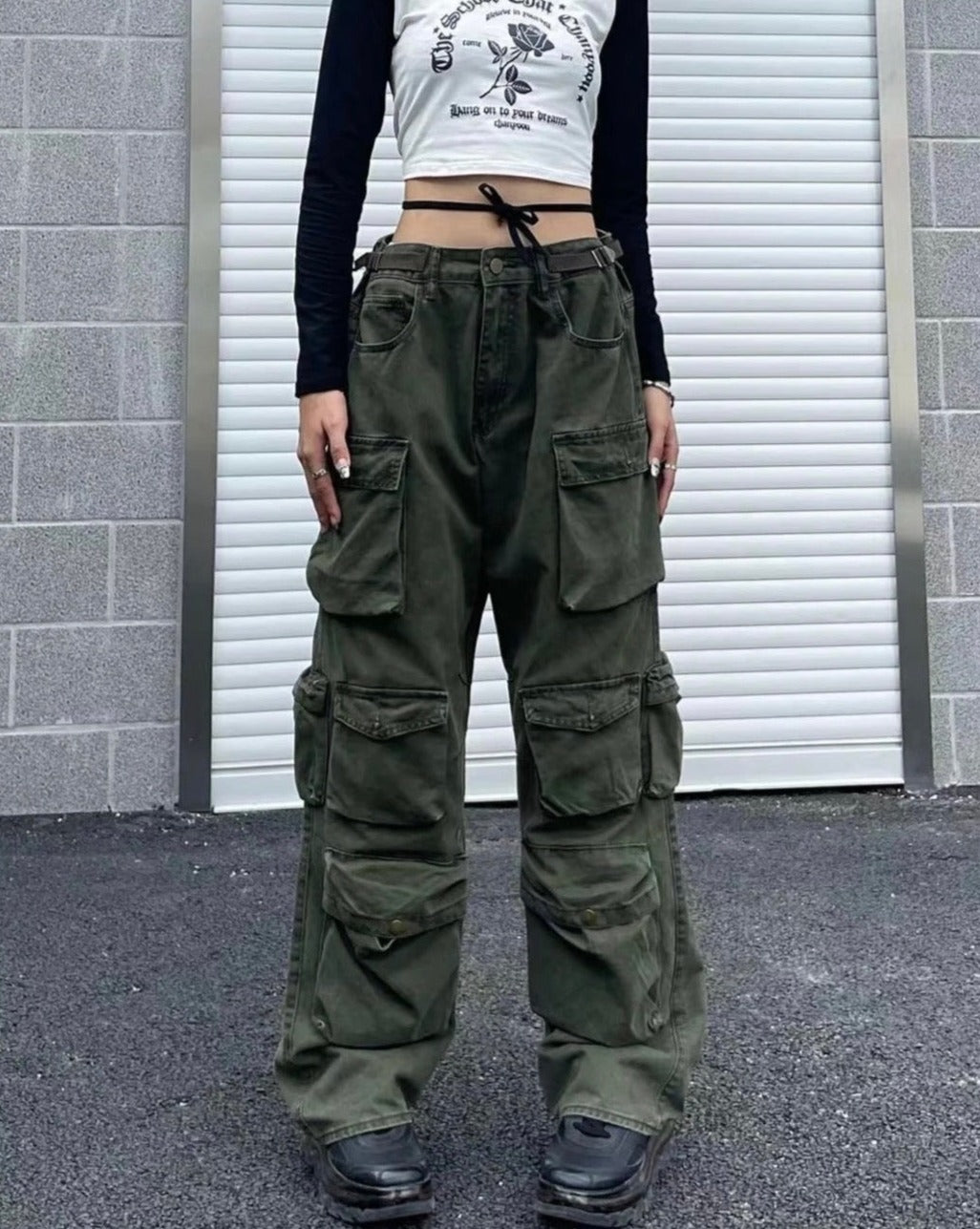 Utility Baggy Cargo Denim Pants