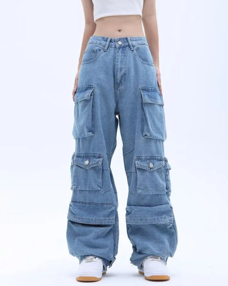 Utility Baggy Cargo Denim Pants