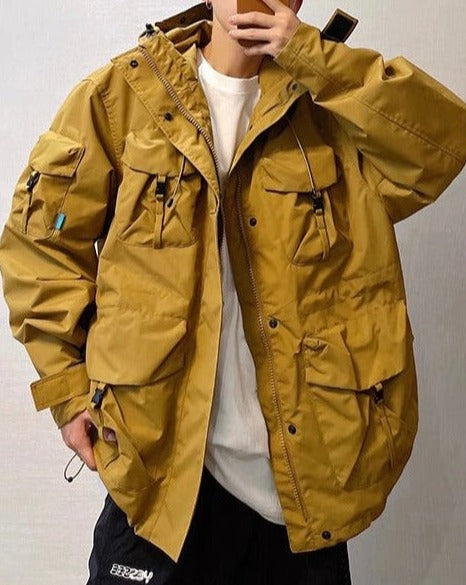 Hooded Windbreaker Utility Jacket