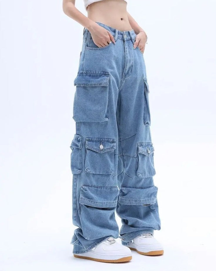 Utility Baggy Cargo Denim Pants