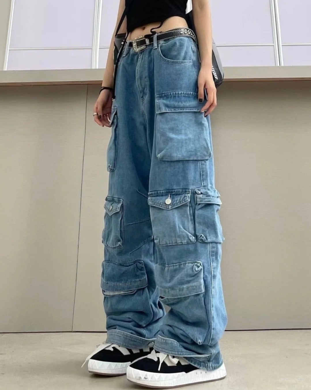 Utility Baggy Cargo Denim Pants