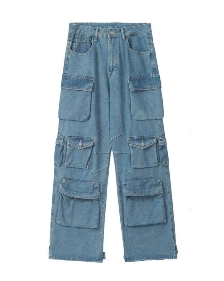 Utility Baggy Cargo Denim Pants