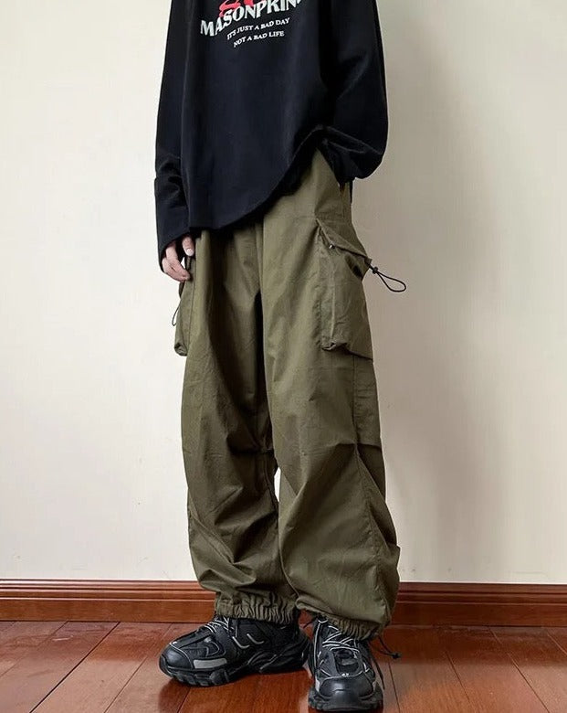 Elastic Waist Baggy Tracksuit Cargos