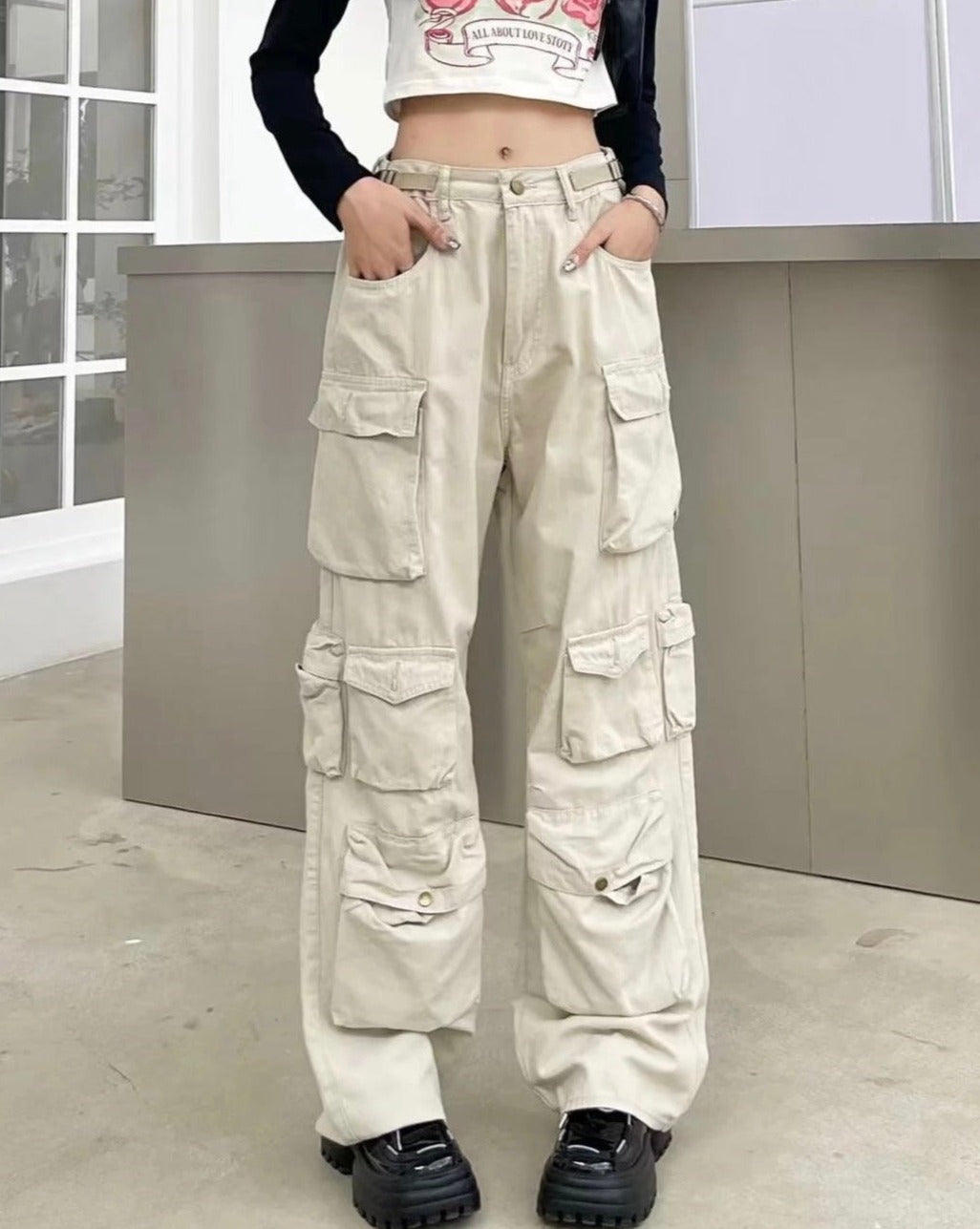 Utility Baggy Cargo Denim Pants